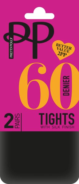 Pretty Polly Basic Opaques 60D Opaque Tights with Silk Finish - 2 Paar
