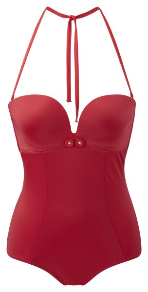 Gossard Swimwear Retro Button Plunge Push-Up BH Badeanzug Red