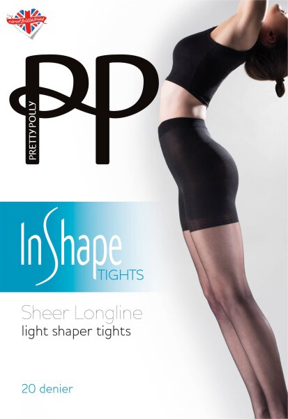 Pretty Polly In Shape Sheer Longline Shaper Tights Black SM