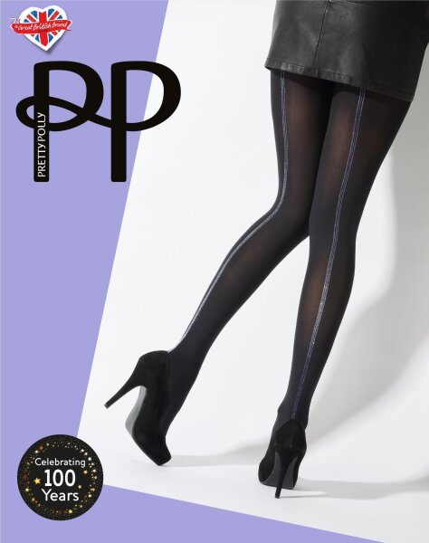 Pretty Polly Premium Fashion Silver Stripe Backseam Opaque Tights