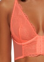 Gossard Lace Longline V-Bügel BH mit Frontverschluss Neon Coral